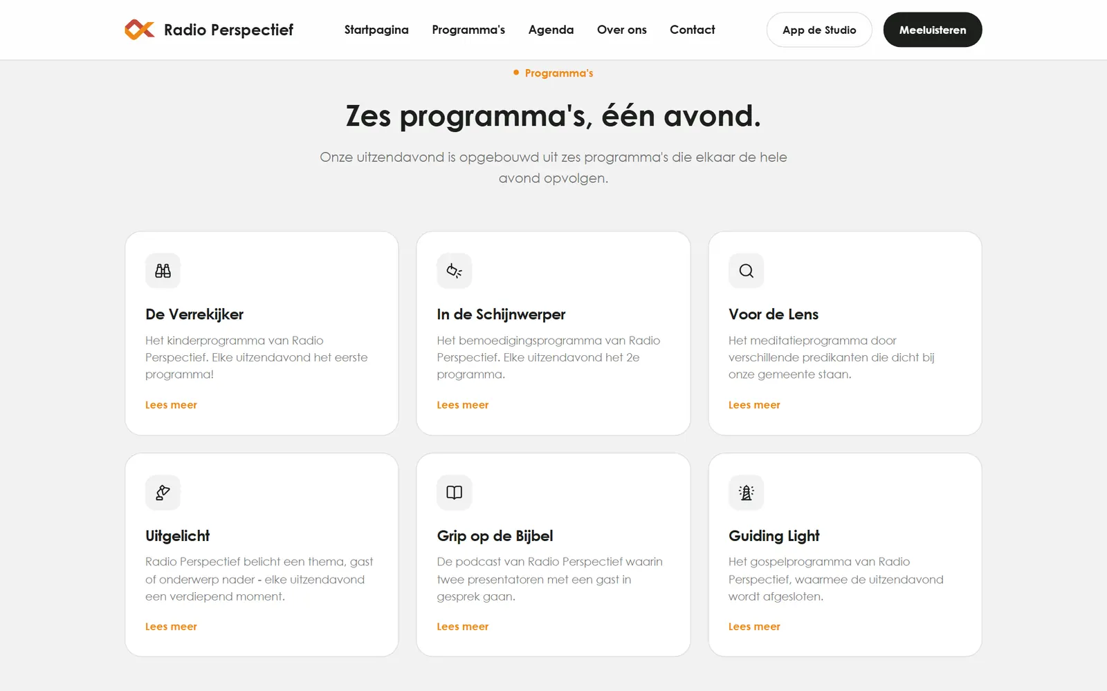 Overzicht van de zes programma’s van Radio Perspectief